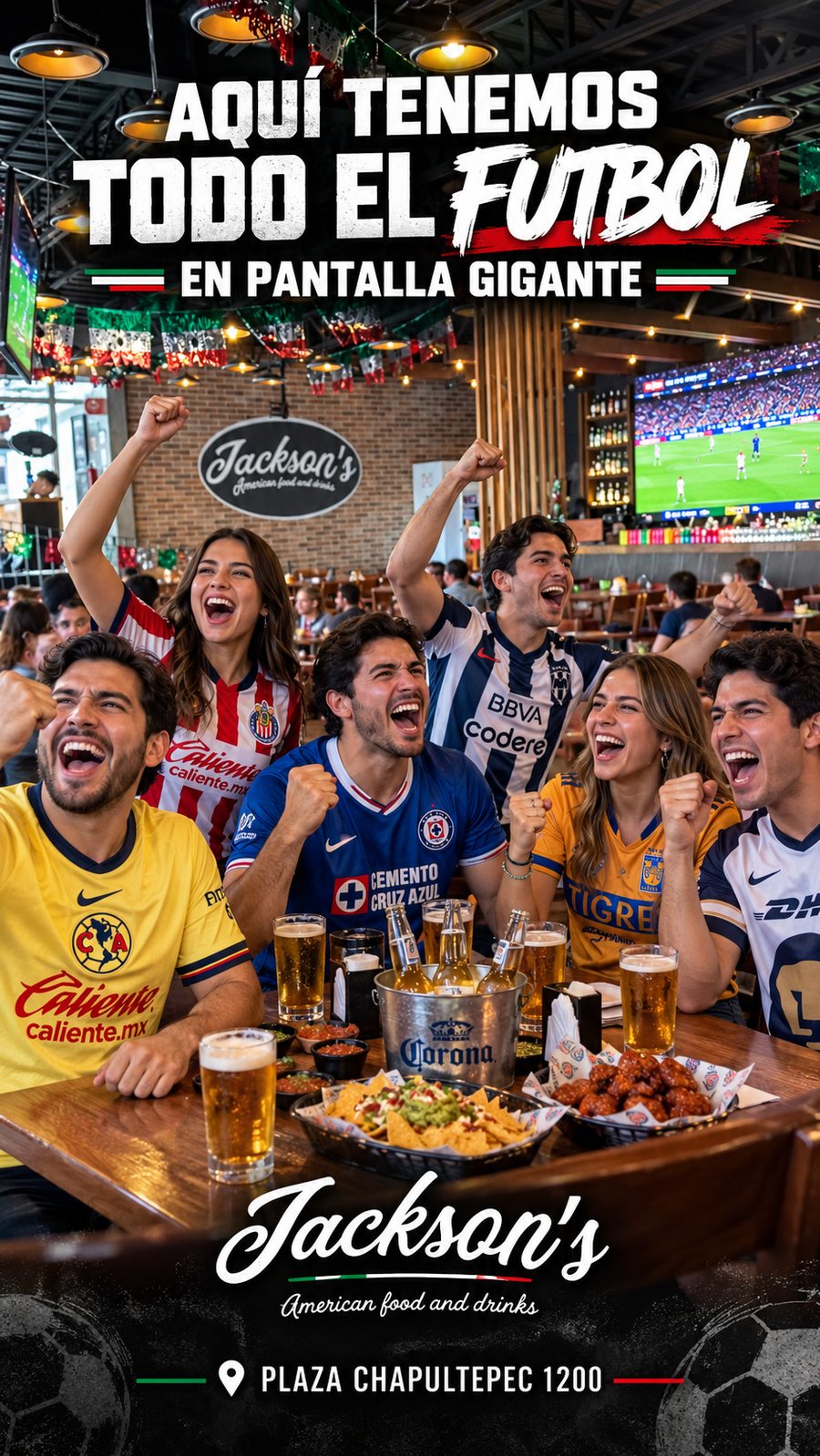 Story publicitaria Jackson's: aquí tenemos todo el fútbol en pantalla gigante